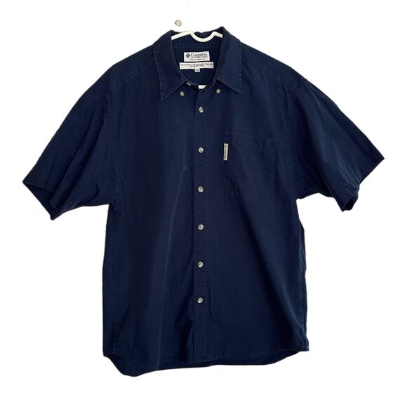Columbia Men's Navy Blue Short-Sleeve Button Down Shirt, Medium, Pre-owned - Picture 3 of 5